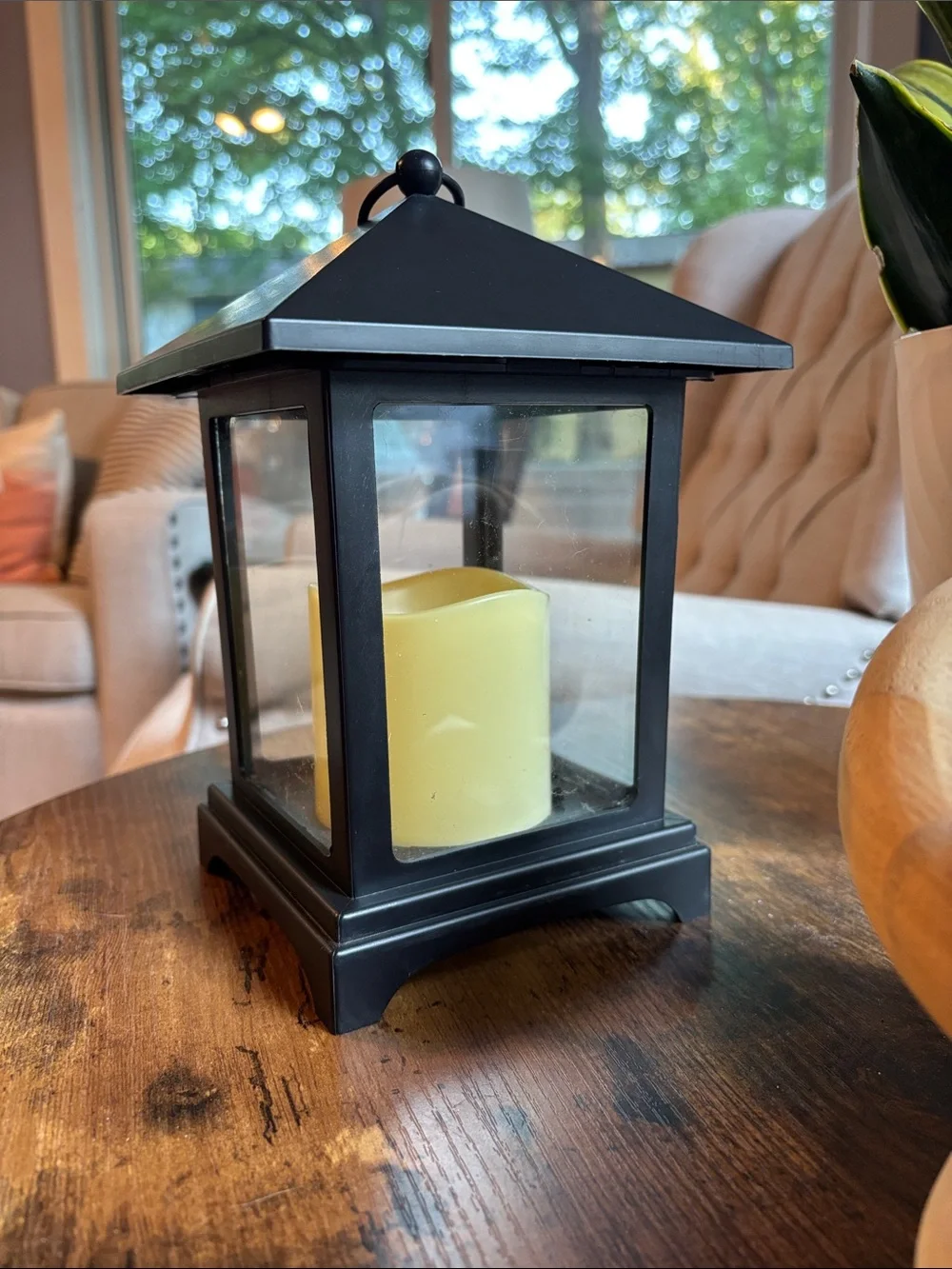 Black Lantern with Yellow LED Candle - Home Accents